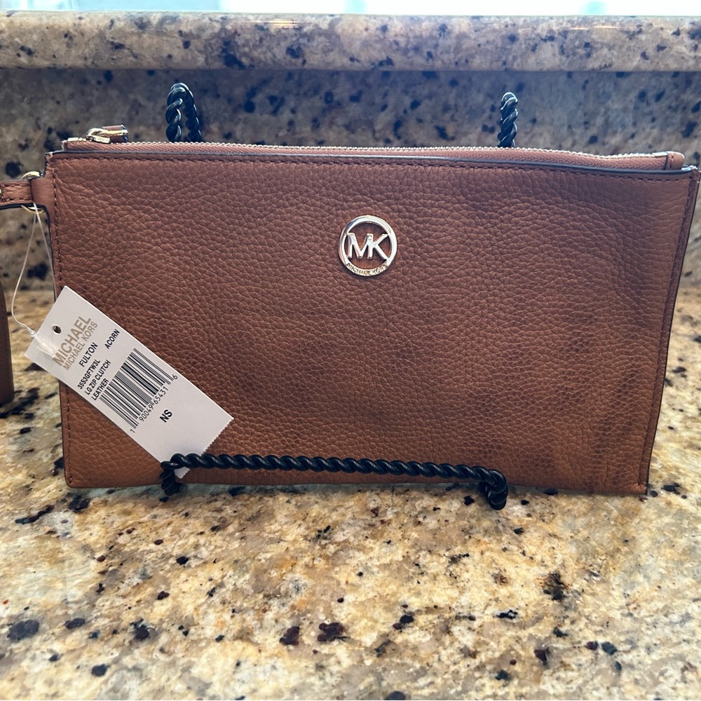 Michael Kors Tan Fulton Leather Clutch